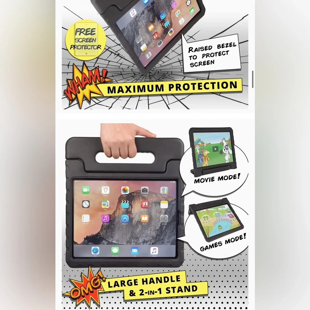 COOPER iPad Pro Dynamo Foam Case with Easy Grip Handle • Black • NEW